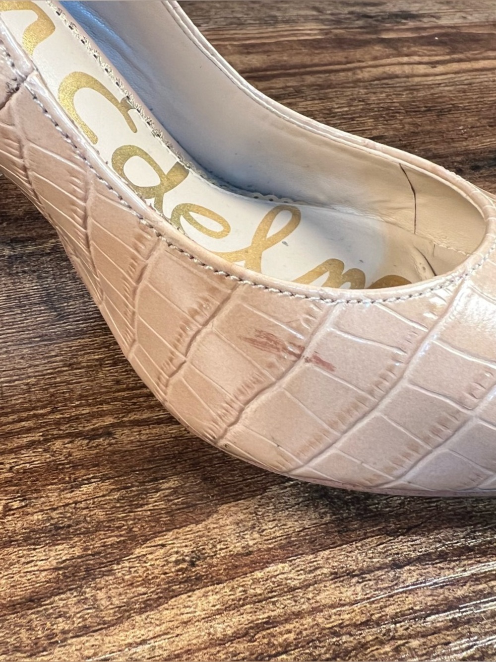 Sam Edelman Heels Nude Croc Pumps Stiletto Point Toe Business Women's 8 - Picture 7 of 12